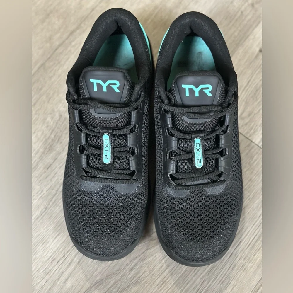 TYR Men's Black Athletic Shoes with Teal Trim